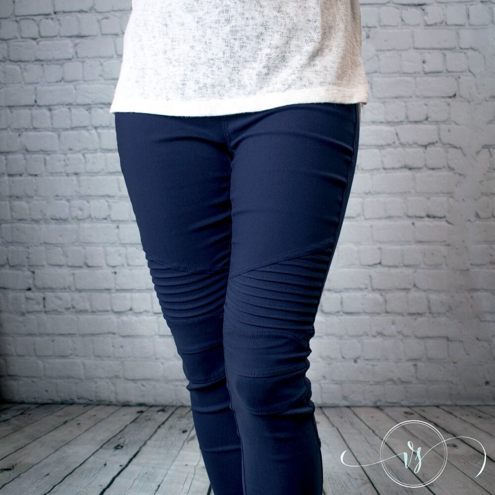Navy Blue Moto Jeggings